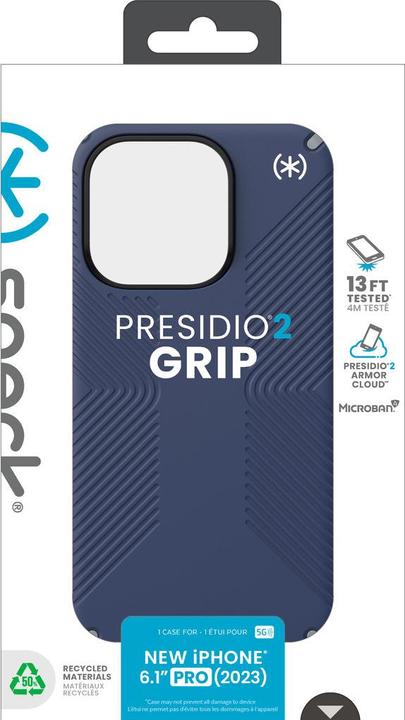 Actual product image speck Presidio2 Grip for iPhone 15 Pro Hulle MagSafe Back Cover Blue (Apple iPhone 15 Pro)