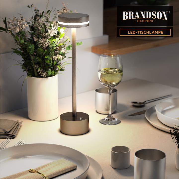 Actual product image Bearware Tischleuchte dimmbar, LED Tischlampe, 3 Lichtfarben, Akku, Helligkeitsstufen, kabellos, Silber