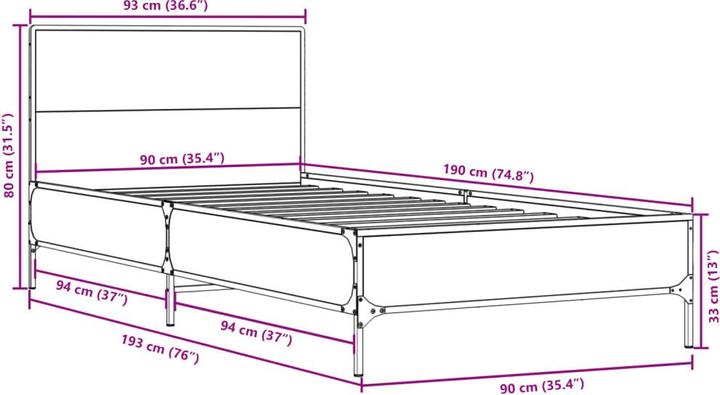 Image du produit vidaXL Bettgestell (90 x 190 cm)