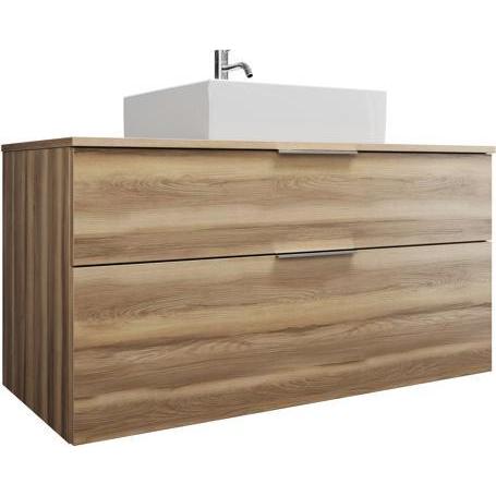 burgbad, Badmöbelset, Eqio Keramik-Aufsatzwaschtisch, quadratisch mittig, inklusive Waschtischunterschrank, Breite