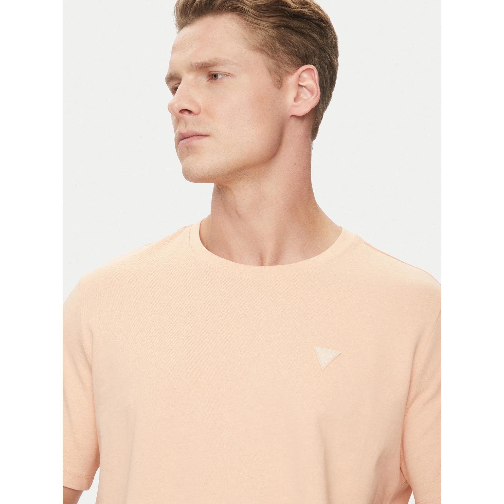 Thumbnail - Guess, Herren, Shirt, T-Shirt mit Rundhalsausschnitt und Patch, Pink, (M)