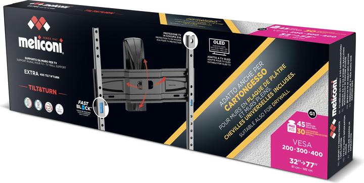 Image du produit Meliconi Extra 400 Support mural TV Tilt'n'Turn (Meuble TV, 77", 45 kg)