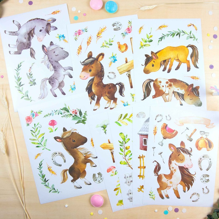 Image du produit Papierdrachen Autocollants muraux - Chevaux - Set 8 (22 x 30 cm)