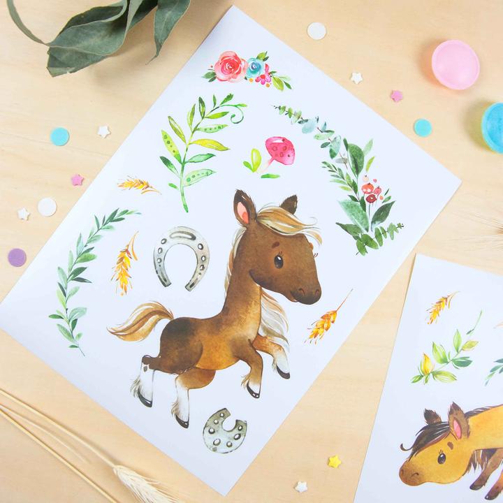 Immagine prodotto Papierdrachen Tatuaggi da parete - Cavalli - Set 8 (22 x 30 cm)