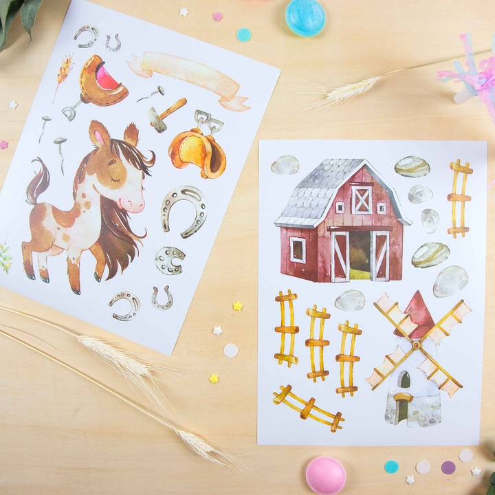 Image du produit Papierdrachen Autocollants muraux - Chevaux - Set 8 (22 x 30 cm)