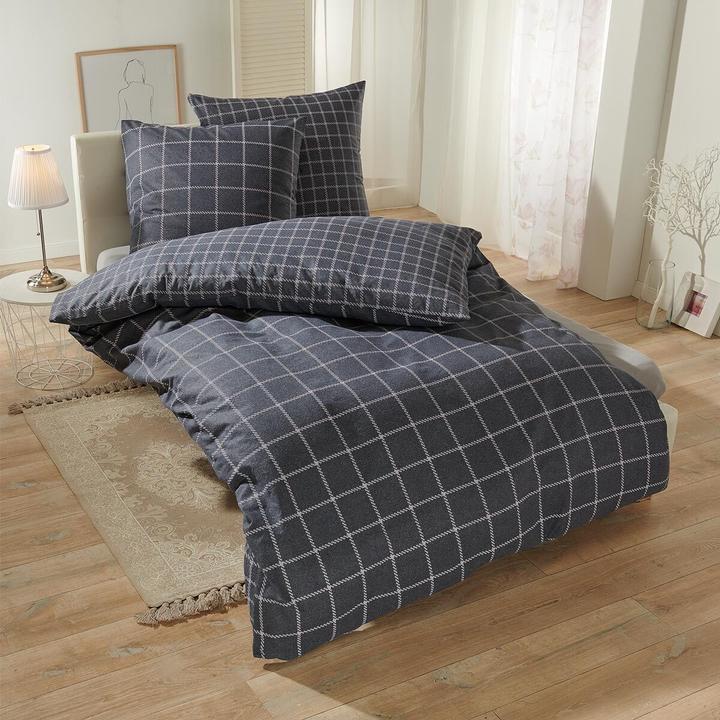 Actual product image Traumschlaf Check anthracite (Bedding set, 155x220 cm + 80x80 cm)