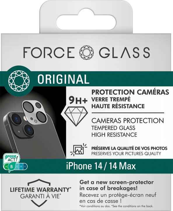 Actual product image Bigben Connected Rear camera film, camera glass, 9H+ hardness (1 Piece, Apple iPhone 14 Plus)