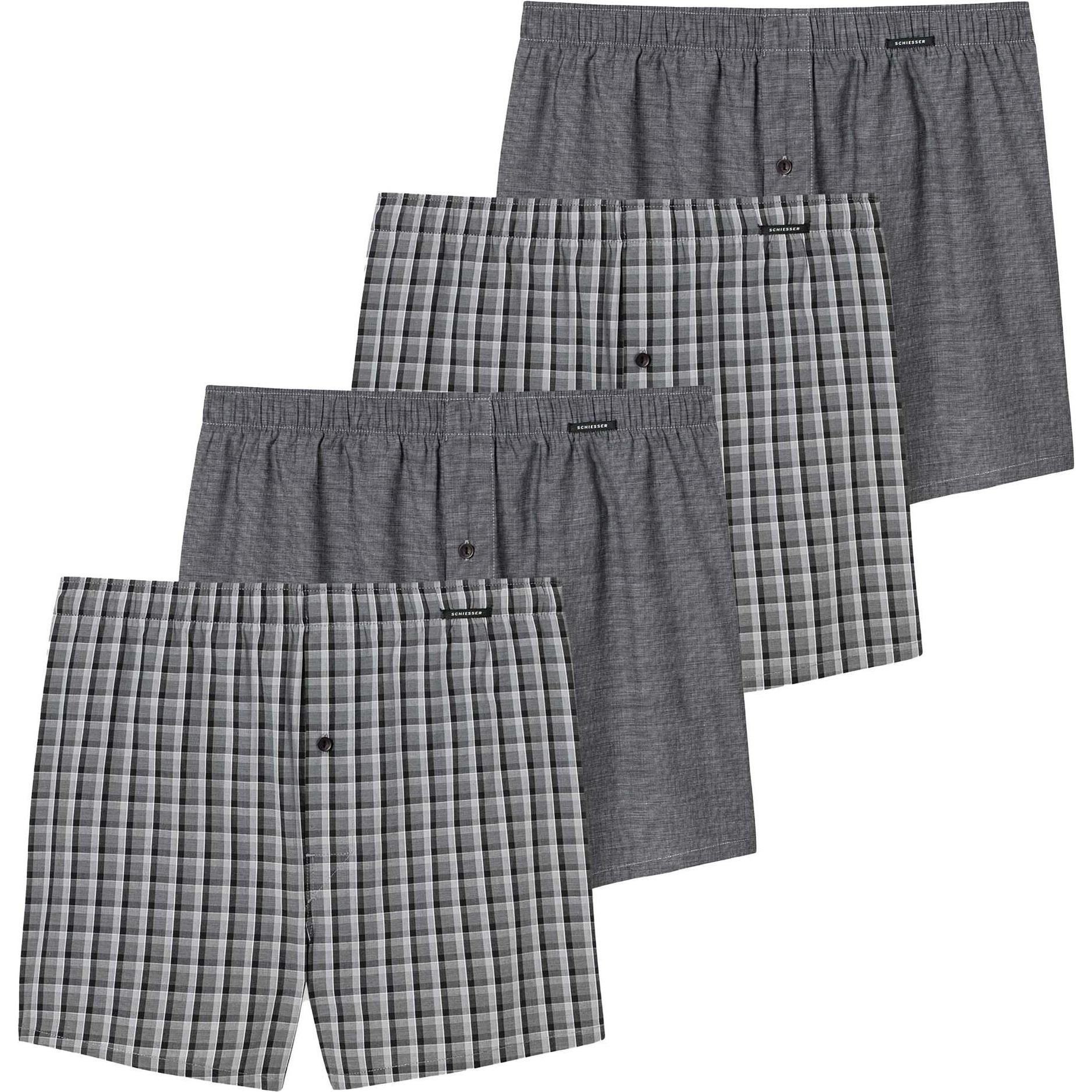 Schiesser, Herren, Unterhosen, 4PACK Shorts, Grau, (XXL, 4er Pack)