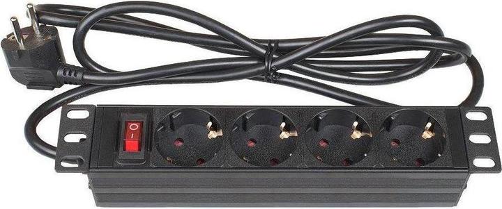 Actual product image Varia 10" PDU socket strip, 1U, earthing contact plug to 4x earthing contact socket
