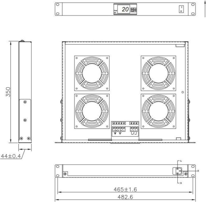 Actual product image Techly 4 Fan Unit for Rack 19 Black