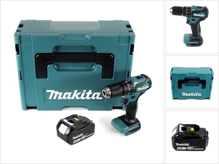 Actual product image Makita DHP 483 M1J Battery impact drill 18 V 40 Nm + 1x battery 4.0 Ah + Makpac - without charger (Rechargeable battery operated)