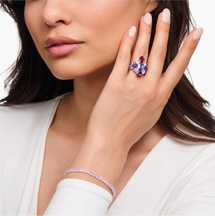 Actual product image Thomas Sabo Cocktail ring with buten stones in three cuts silver (56, 925 Silver)