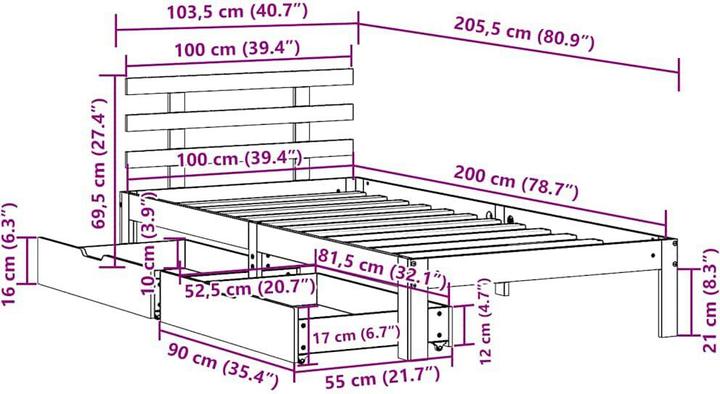 Image du produit vidaXL Bettrahmen (100 x 200 cm)