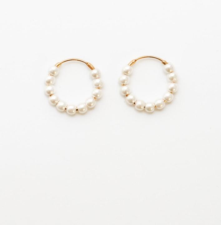 Tara Style Pearl Hoop - Creolen (waterproof) (18k Edelstahl vergoldet, 100% wasserfest)