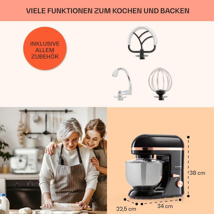 Image du produit Klarstein Pétrin Machine de cuisine pour la pâtisserie (2000 W, 5.20 l)