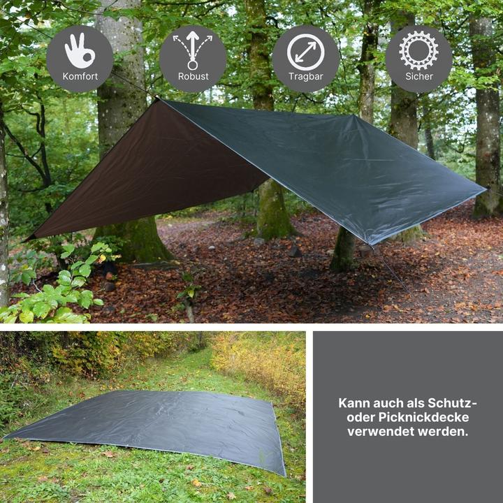 Immagine prodotto Hermex Tenda Tarp Tenda da trekking Tenda Sunsail Tenda da campeggio Telo per picnic (Tarp, 0.75 kg, 4 persone)