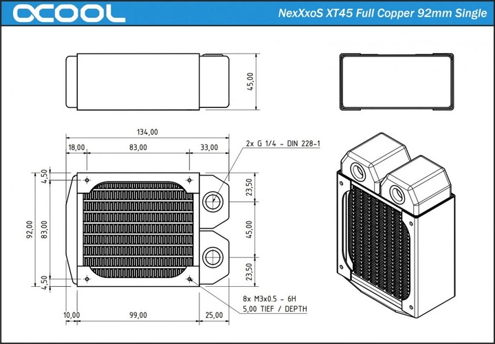 Actual product image Alphacool NexXxoS XT45 Full Copper 92mm Single (92 mm)