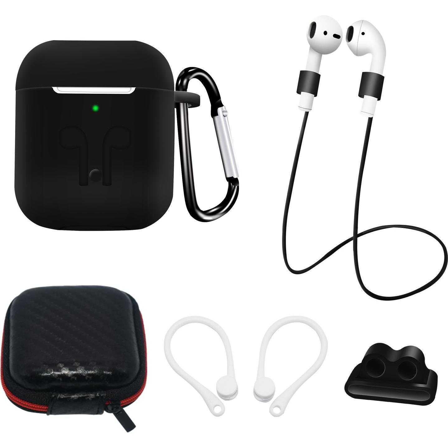 Hurtel Silicone Case Set for AirPods 2 / AirPods 1 + Case / Ear Hook / Neck Strap / Watch Strap Holder / Ca (Kopfhörer T...