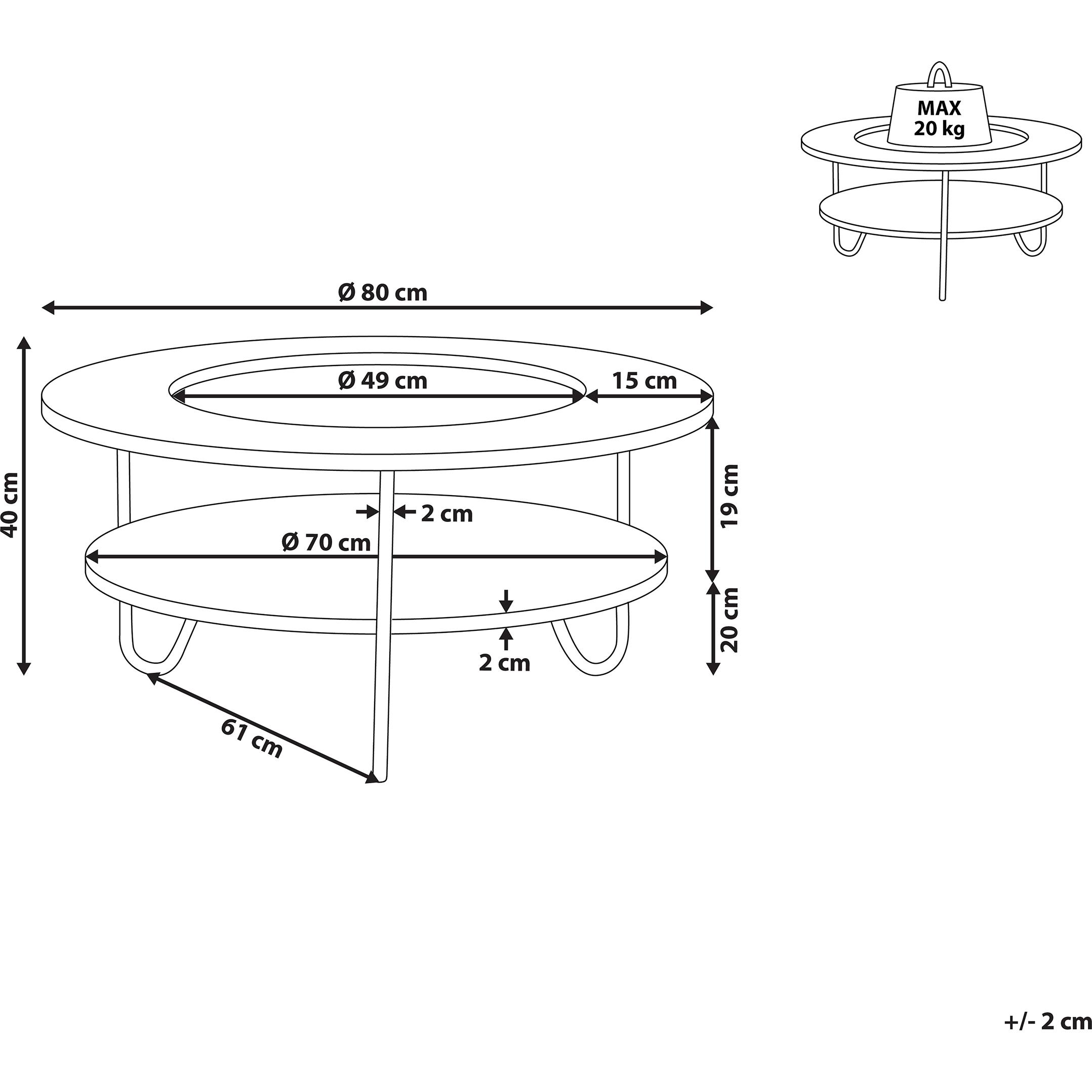 Thumbnail - Beliani, Couchtisch + Beistelltisch, Chico (80 x 80 x 40 cm)