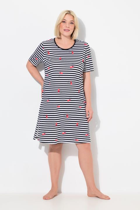 Actual product image Ulla Popken Heart Print Short Sleeve Split Neck Sleep Tee (46, 48)