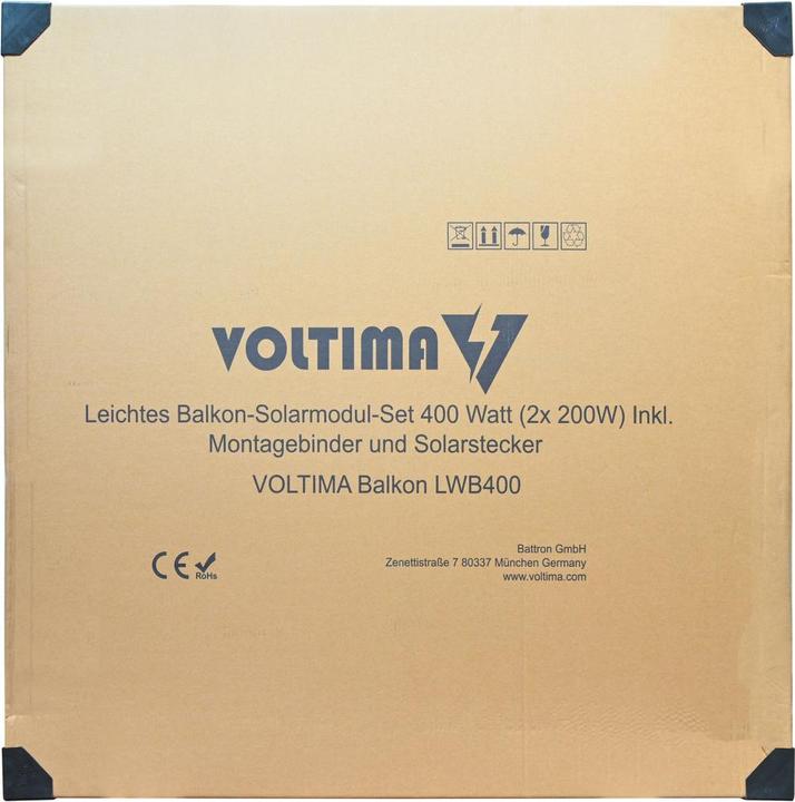 Actual product image Voltima Prima LWB400 Leichtes Balkon-Solarmodul-Set 2x200 Watt Monokristallin (200 W, 4.40 kg)