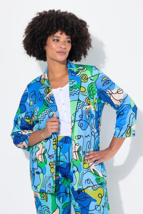 Actual product image Angel of Style 3/4-Sleeve Open Front All-Over Print Blazer (50)