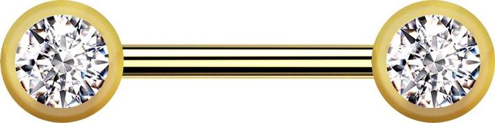 Image du produit Star Piercing Barbell plaqué or avec deux boules front cristal argenté (sans laiton, Acier chirurgical 316L)