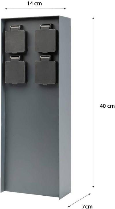 Produktbild Grafner Steckdosensäule anthrazit mit 4 Aussensteckdosen Edelstahl Gartensteckdose Energiesäule