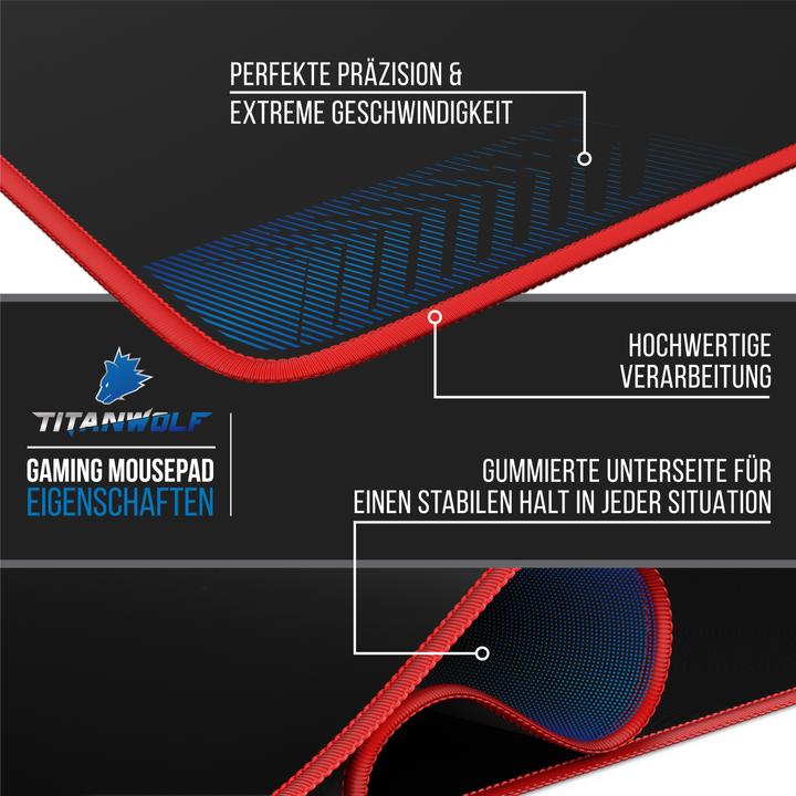 Actual product image Titanwolf Gaming Mouse Pad, XXXL Speed Mouse Mat 1200 x 600 mm, Speed & Precision, Symbol Red (3XL)