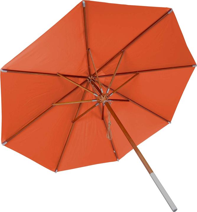 Produktbild Swisshandel24 Gastronomie Holz-Sonnenschirm, Gartenschirm, Polyester/Holz 16kg, rund Ø4m Seilzug stosssicher - ter (4 m)