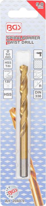Produktbild BGS Spiralbohrer HSS-G titan-nitriert 9,0 mm (9,0 mm)