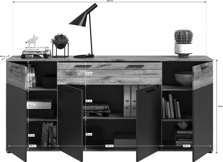 Image du produit Xonox Home Mason (200 x 40 x 91 cm)