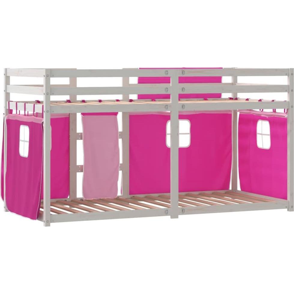 Thumbnail - VidaXL, Bett, Etagenbett mit Vorhängen Rosa (90 x 200 cm)