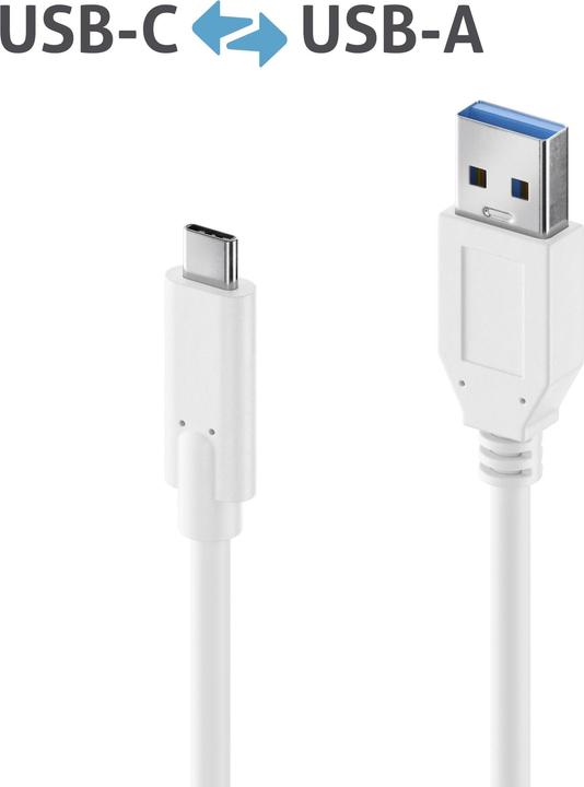 Productafbeelding Purelink USB 3.1 Kabel (Gen 1) USB C - USB A 2 m Wit (2 m, USB 3.1, 5 W)