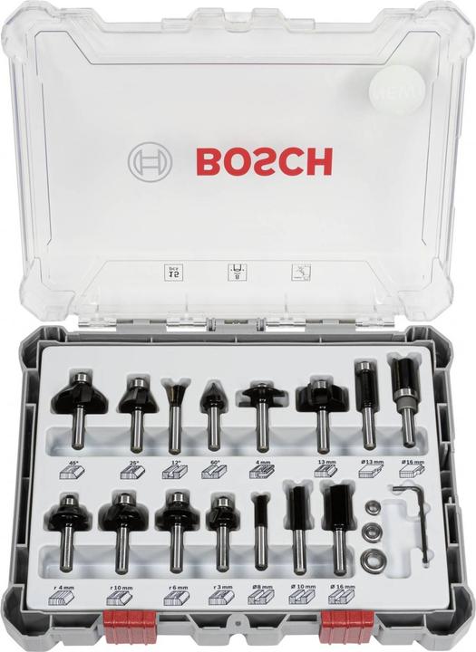 Actual product image Bosch Professional Zubehör 15-piece milling cutter set, 8 mm shank for hand milling cutters