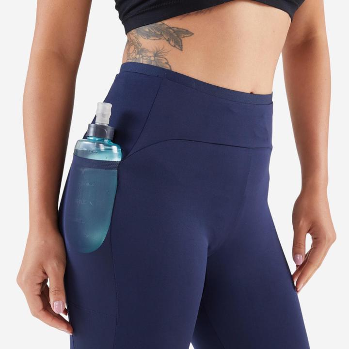 Actual product image Kiprun Lauftights 3/4 Damen atmungsaktiv - Run 500 Comfort marineblau (W28/L31)