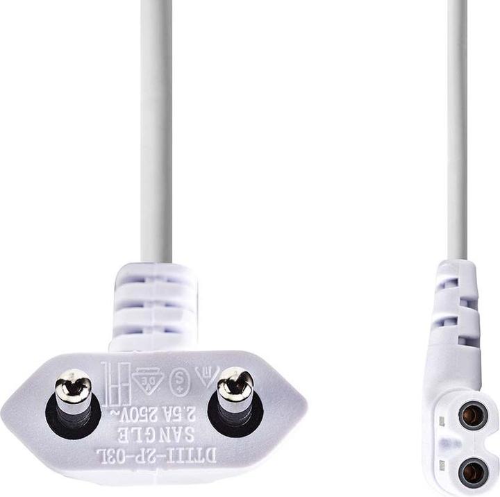 Actual product image Nedis Power cable | Euro Male | IEC-320-C7 | Angled | Left angled | Nickel-plated | 3.00 (3 m)
