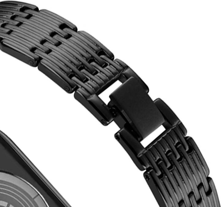 Produktbild EKO Uhrenarmband Edelstahl Strass Schwarz (22 mm, Edelstahl)