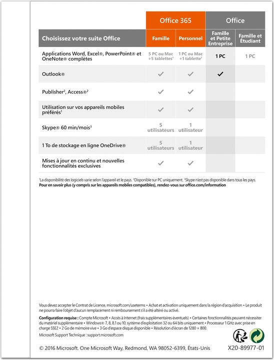Produktbild Microsoft Office Famille et Petite Enterprise 2016 (1 User)