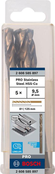 Produktbild Bosch Professional Zubehör PRO Stainless Steel HSS-Co Spiralbohrer, 9.5 x 81 x 125 mm (9.5 mm)