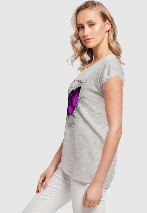 Produktbild Merchcode Ladies Butterflies Extended Shoulder Tee - 112637 (S)
