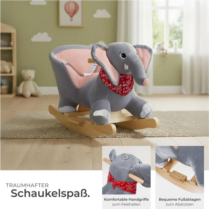 Image du produit tectake Éléphant à bascule, avec housse en peluche, à partir de 12 mois