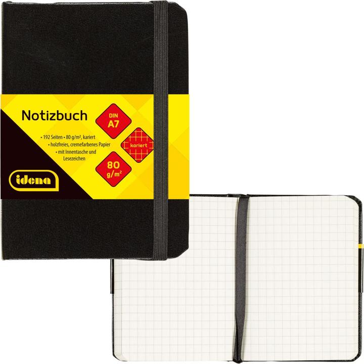 Actual product image Idena Notebook A7 squared black FSC-Mix (A7, Checked, Hardcover)