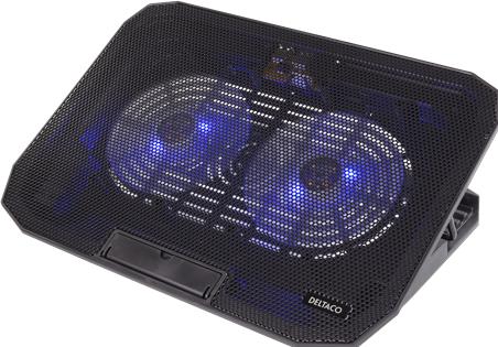 Immagine prodotto Deltaco Raffreddatore per laptop 15,6", 2x120 mm, luce LED, nero