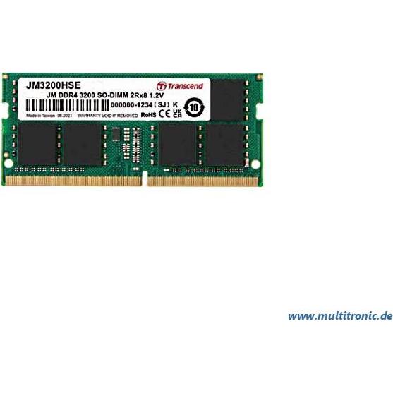 Thumbnail - Transcend TS3200HSB-8G Speichermodul GB DDR4 (1 x 8GB, 3200 MHz, DDR4-RAM, SO-DIMM), RAM