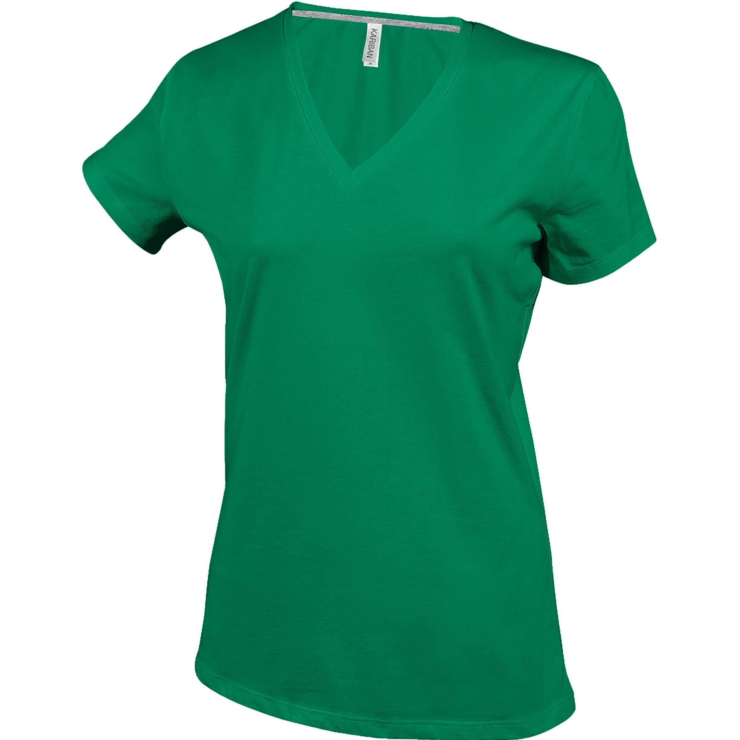 Thumbnail - Kariban, Damen, Shirt, V-Ausschnitt, Grün, (L)
