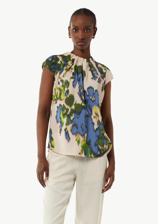 Image du produit Comma Bluse Satinierte Bluse mit All-over-Print und Raffung (32)