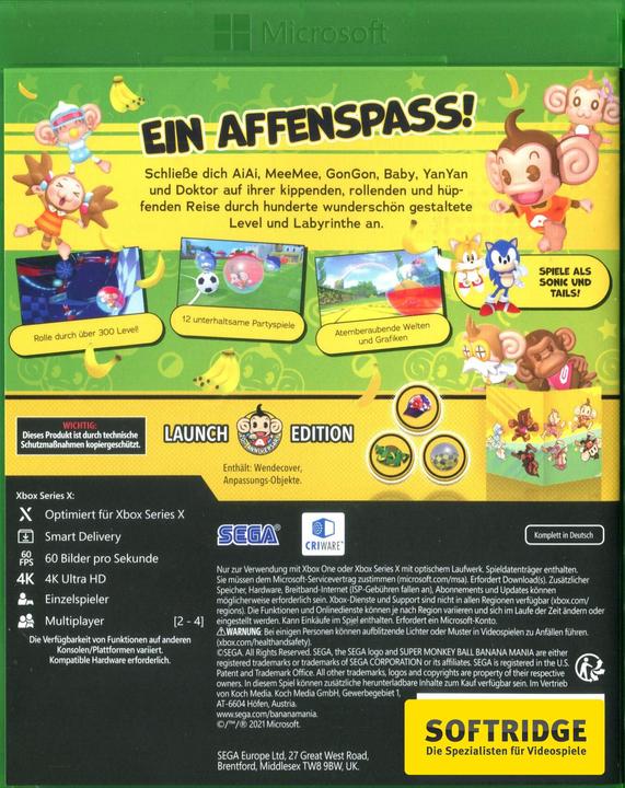 Actual product image Sega Super Monkey Ball: Banana Mania - Launch Edition (Xbox Series X, Xbox One X, Multilingual)