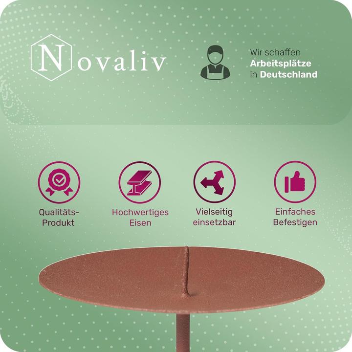 Produktbild Novaliv 8x Kerzenpick | Dorn, 12 cm ROST | Kerzenhalter für Adventskranz Kerzenpin Weihnachtskranz (12 x 12 x 12 cm)