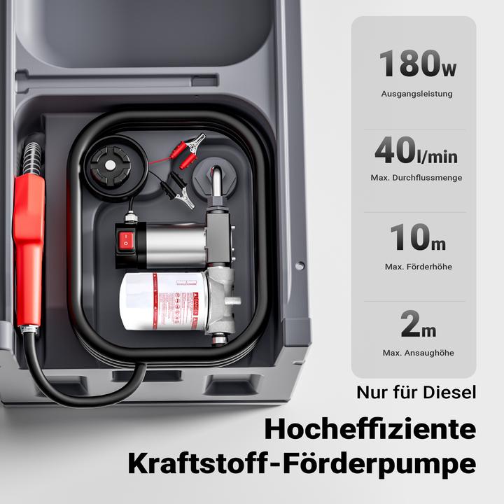 Produktbild Wiltec 180l mobile Tankanlage 12V Pumpe Kraftstoffbehälter Dieseltankstelle